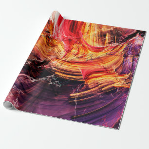 Abstract mooi paars, rood en geel helder cadeaupapier