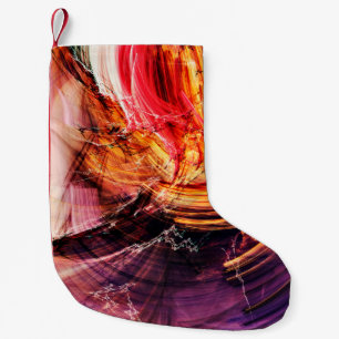 Abstract mooi paars, rood en geel helder kleine kerstsok