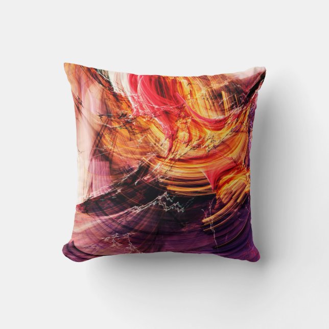 Abstract mooi paars, rood en geel helder kussen (Voorkant)