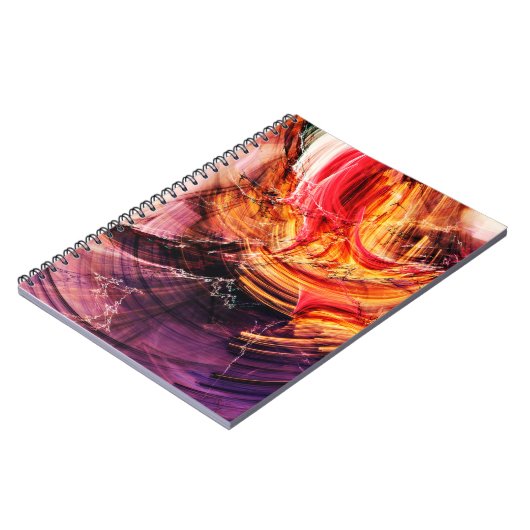 Abstract mooi paars, rood en geel helder notitieboek (Linkerzijde)