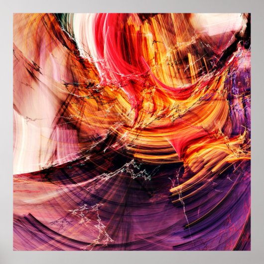 Abstract mooi paars, rood en geel helder poster (Voorkant)