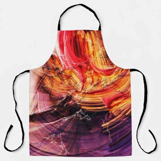 Abstract mooi paars, rood en geel helder schort (Voorkant)