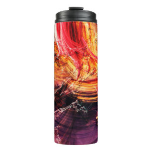 Abstract mooi paars, rood en geel helder thermosbeker