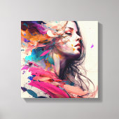 Abstract, mooi vrouwengezicht canvas afdruk (Voorkant)