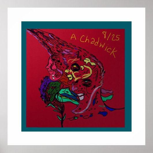 Abstract Moon Galaxy Art Poster Print (Voorkant)