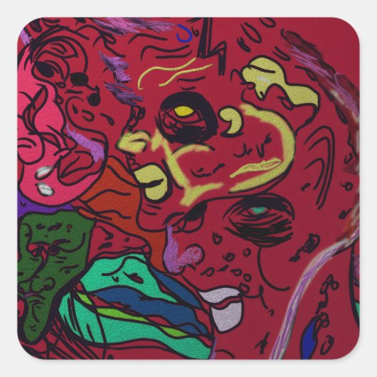 Abstract Moon Galaxy Art Square Stickers (Voorkant)