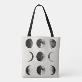 Abstract Moon Phases Wall Art Poster | Minimal Cel Tote Bag (Achterkant)
