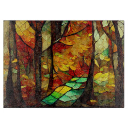 Abstract Mosaic Autumn Forest Cutting Board Snijplank