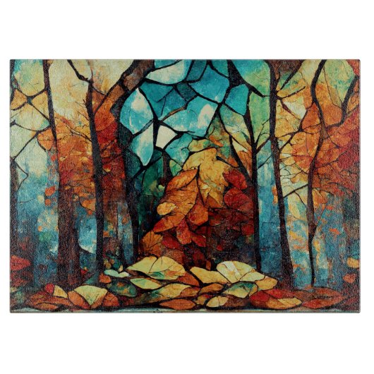 Abstract Mosaic Autumn Forest Snijplank (Voorkant)