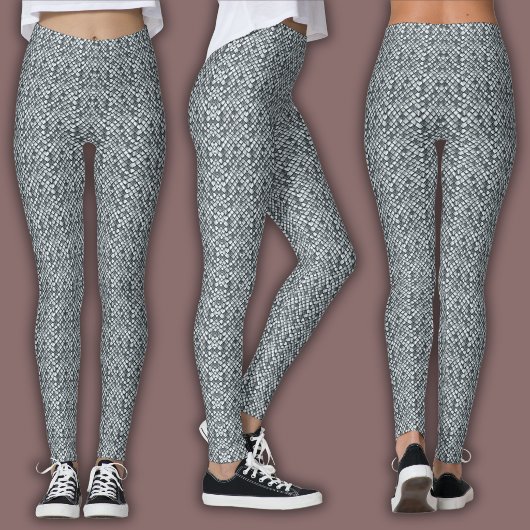 Abstract Mosaic Pattern | Silver Scales Leggings
