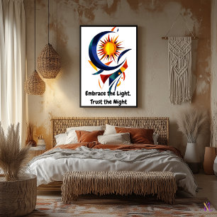 Abstract Motivational Minimalistische Zon- en Maan Poster