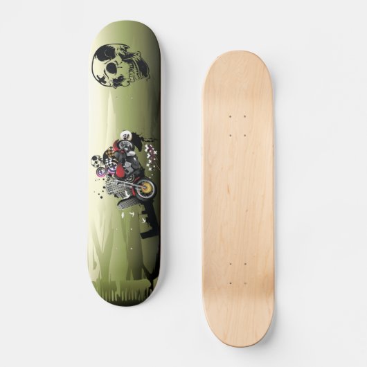 Abstract motorfietsen en schedels persoonlijk skateboard (Voorkant)
