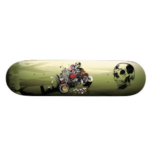 Abstract motorfietsen en schedels persoonlijk skateboard