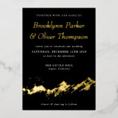 Abstract Mountain Gold op Black Wedding Folie Uitnodiging (Voorkant)