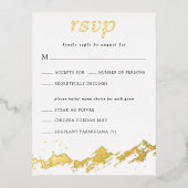 Abstract Mountain Gold op witte bruiloft RSVP Folie Uitnodiging Briefkaart (Voorkant)