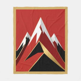 Abstract Mountain Range Red Black Gold Fleece Deken