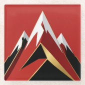 Abstract Mountain Range Red Black Gold Glazen Onderzetter (Voorkant)