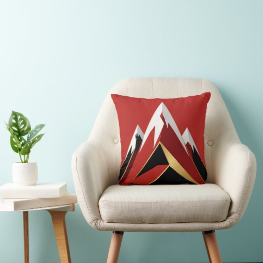 Abstract Mountain Range Red Black Gold Kussen (Stoel)
