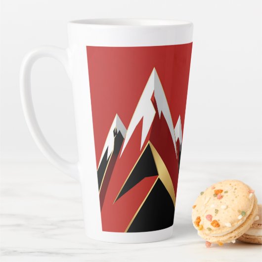Abstract Mountain Range Red Black Gold Latte Mok (In situ)