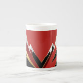 Abstract Mountain Range Red Black Gold Porselein Kop (Voorkant)