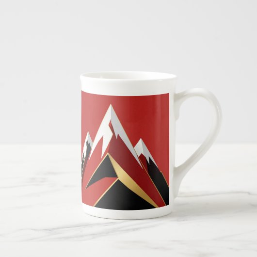 Abstract Mountain Range Red Black Gold Porselein Kop (Rechts)