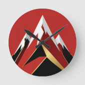 Abstract Mountain Range Red Black Gold Ronde Klok (Voorkant)