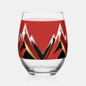 Abstract Mountain Range Red Black Gold Wijnglas Zonder Voet (Rechts)