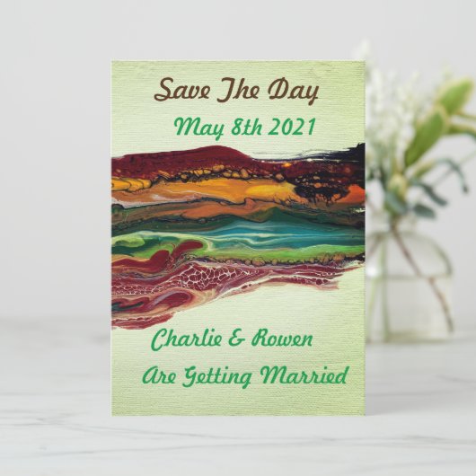 Abstract Mountain Save The Day Wedding Kaart (Staand voorkant)
