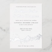 Abstract Mountain Silver op witte bruiloft Folie Uitnodiging (Voorkant)
