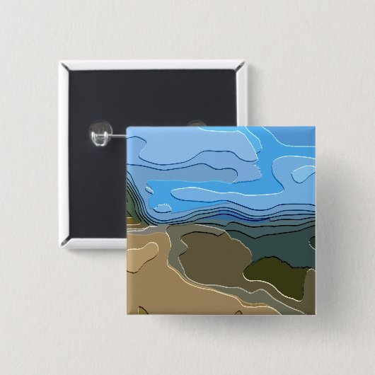 ABSTRACT MOUNTAIN VIERKANTE BUTTON 5,1 CM (Voorkant /achterkant)