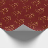 Abstract mousserend goud, Bourgogne kerstboom Cadeaupapier (Hoek)