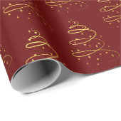 Abstract mousserend goud, Bourgogne kerstboom Cadeaupapier (Rol Hoek)