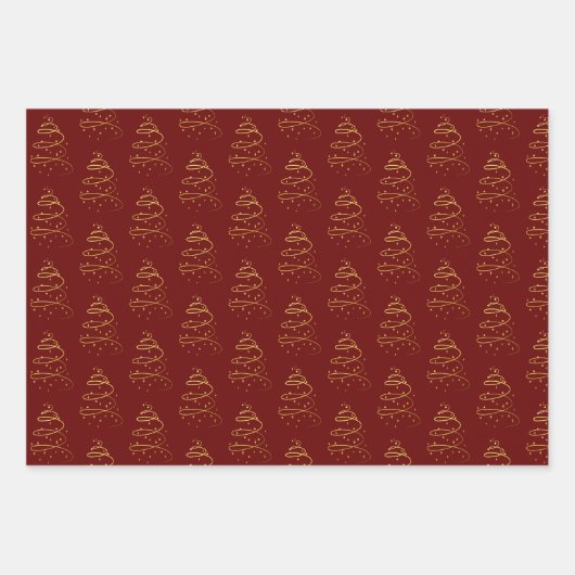 Abstract mousserend goud, Bourgogne kerstboom Inpakpapier Vel (Voorkant 2)