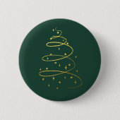 Abstract mousserend goud, groene kerstboom ronde button 5,7 cm (Voorkant)
