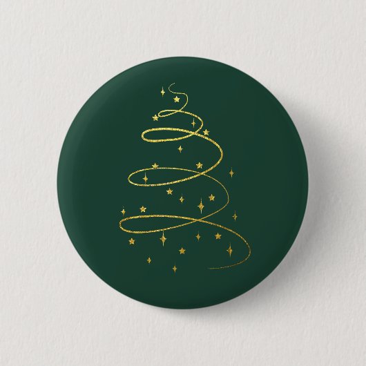 Abstract mousserend goud, groene kerstboom ronde button 5,7 cm (Voorkant)