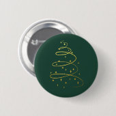 Abstract mousserend goud, groene kerstboom ronde button 5,7 cm (Voorkant /achterkant)