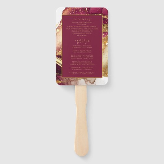 Abstract Mousserend Trouwprogramma Wijn Rood ID101 Handwaaier (Achterkant)