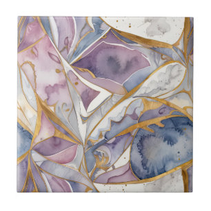 Abstract Mozaïek Blauw en Violet Tegeltje