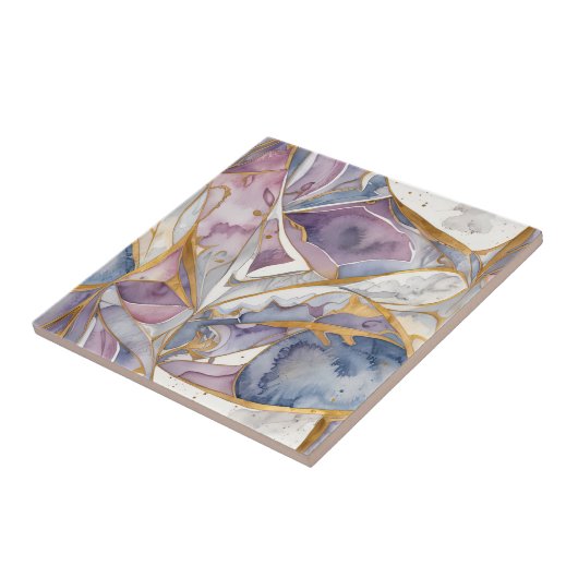 Abstract Mozaïek Blauw en Violet Tegeltje (Zijkant)