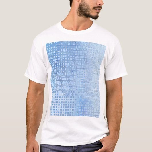 Abstract Mozaïek Blauw: Glanzende Achtergrond T-shirt (Voorkant)