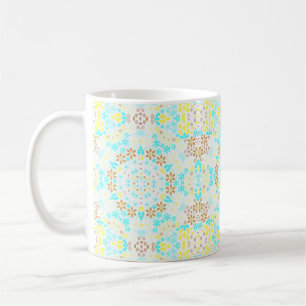 Abstract mozaïek caleidoscopische bloemen wit koffiemok