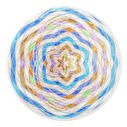 Abstract mozaïek Glas in lood #4 Keramische Knop (Voorkant)