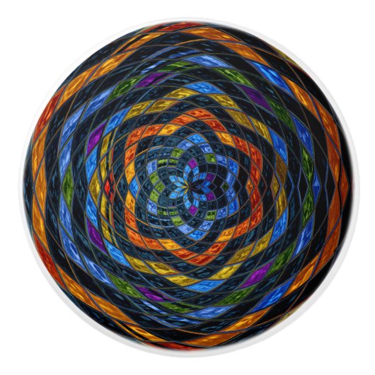 Abstract mozaïek Glas in lood #5 Keramische Knop (Voorkant)