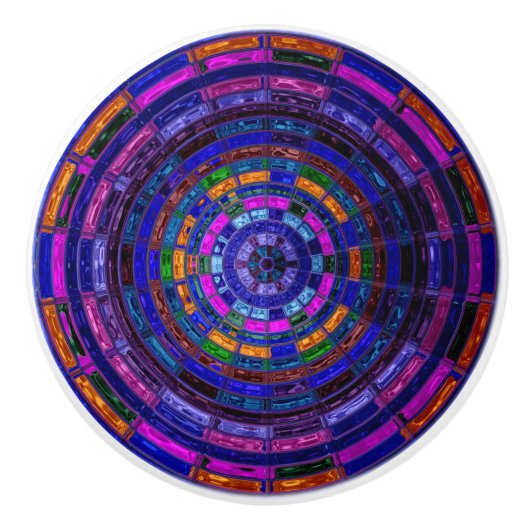 Abstract mozaïek Glas in lood #9 Keramische Knop (Voorkant)