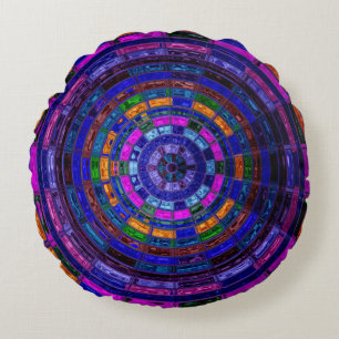 Abstract mozaïek Glas in lood #9 Rond Kussen