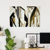 Abstract mozaïek goud en neutraal poster (Thuiskantoor)