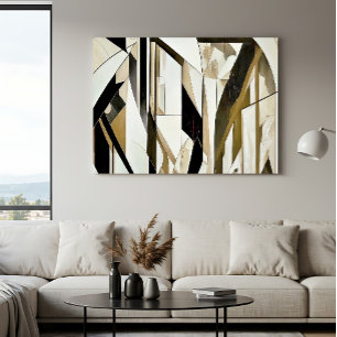 Abstract mozaïek goud en neutraal poster