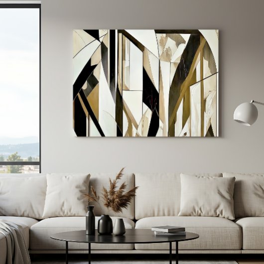 Abstract mozaïek goud en neutraal poster
