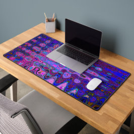 Abstract mozaïek roze en blauw golvend retro bureaumat