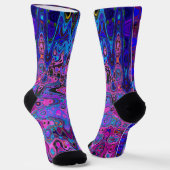 Abstract mozaïek roze en blauw golvend retro sokken (Gebogen)